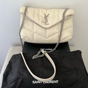 Saint Laurent LouLou YSL Mini Puffer Crossbody Bag White